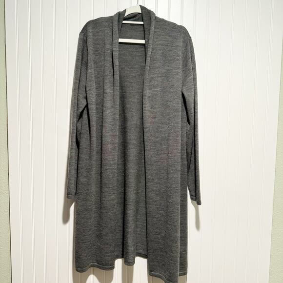 Two Danes Sweaters - Two Danes Grey Merino Wool Longline Cardigan Sweater Size Large
